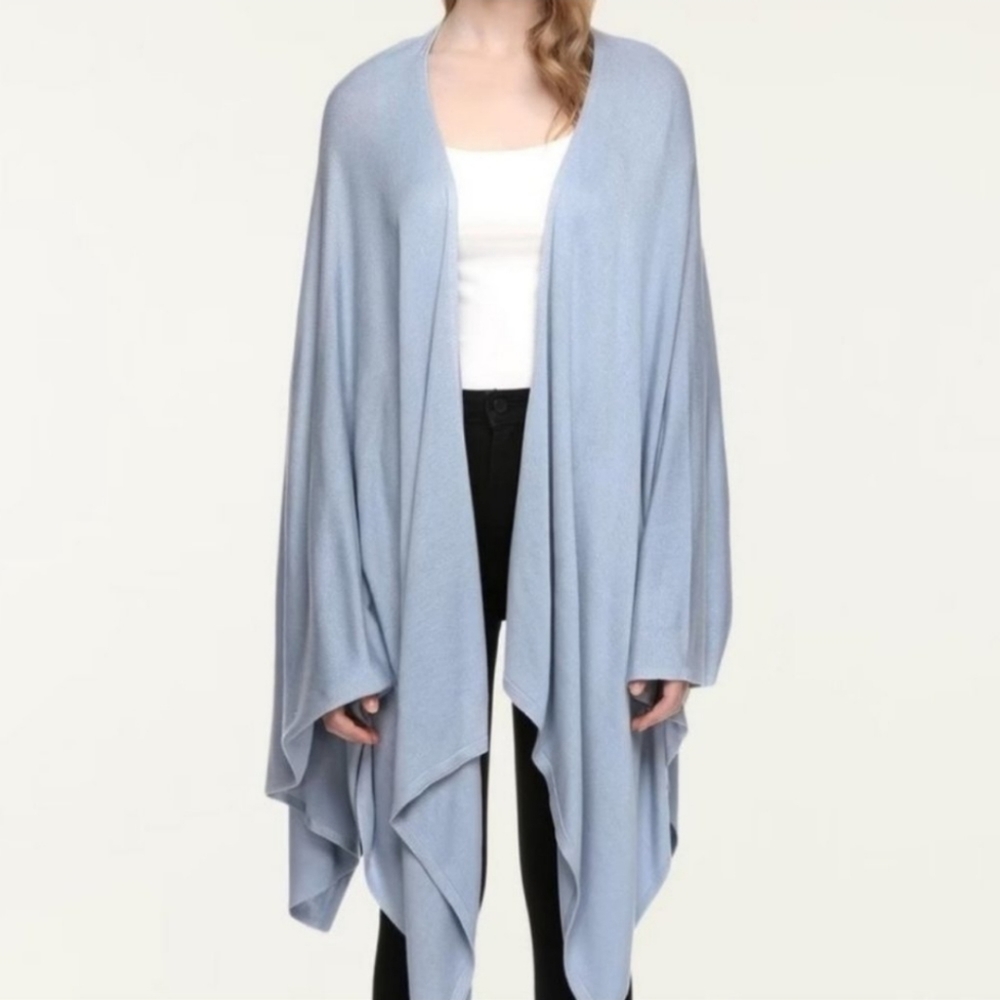 Soia and Kyo Pale Blue Wrap Sweater Scarf Cardigan. One Size.